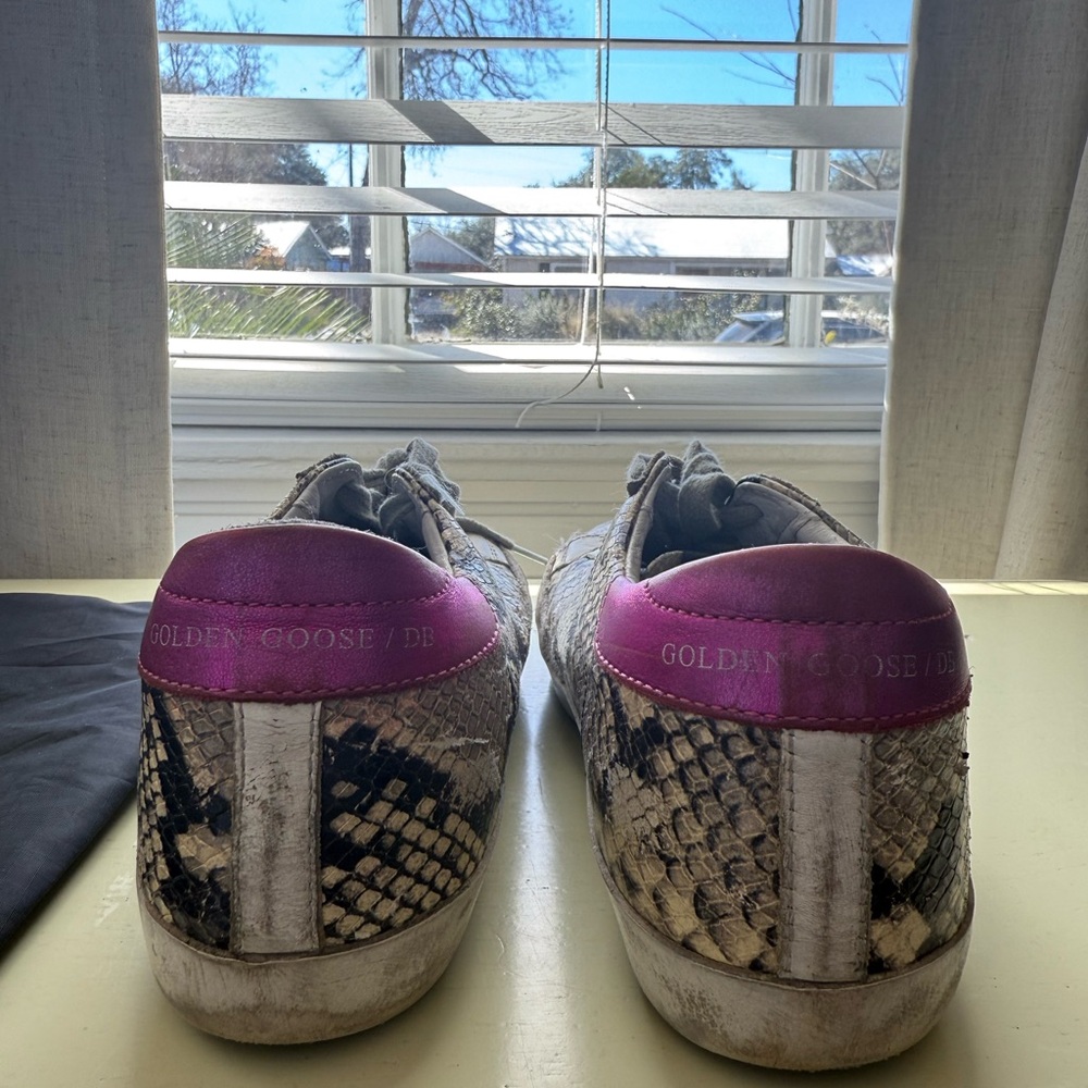 Golden Goose Snake Print Sneakers with Pink Accent - Picture 11 of 16